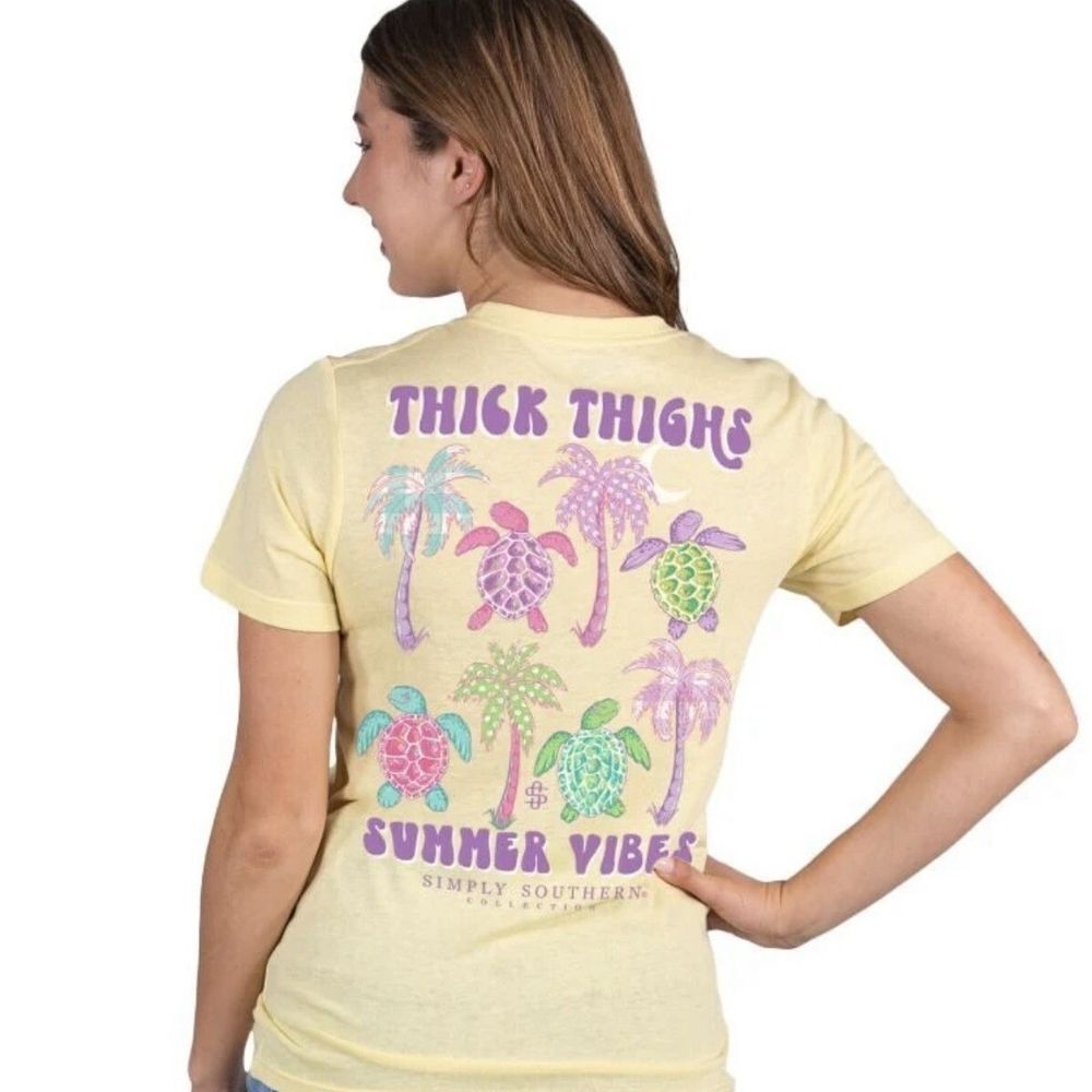 Simply Southern Summer Vibes Semi Sheer Lightweight Sea Turtles Pastel Yellow M